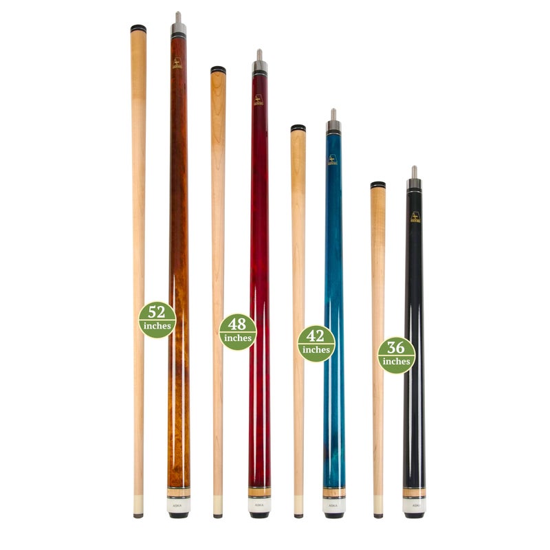 Aska Set of Aska Mixed Length Cues LS, Canadian Hard Rock Maple Billiard Pool Cue Sticks, Short, Kids Cues (Set of 4, LCSN4) - Image 2